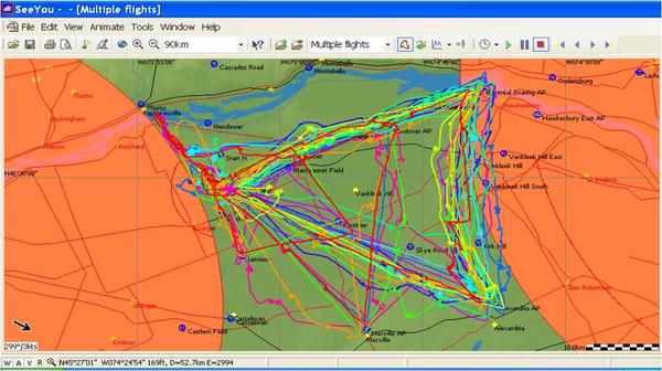May 18 contest flight tracks - Courtesy of Roger Hildesheim