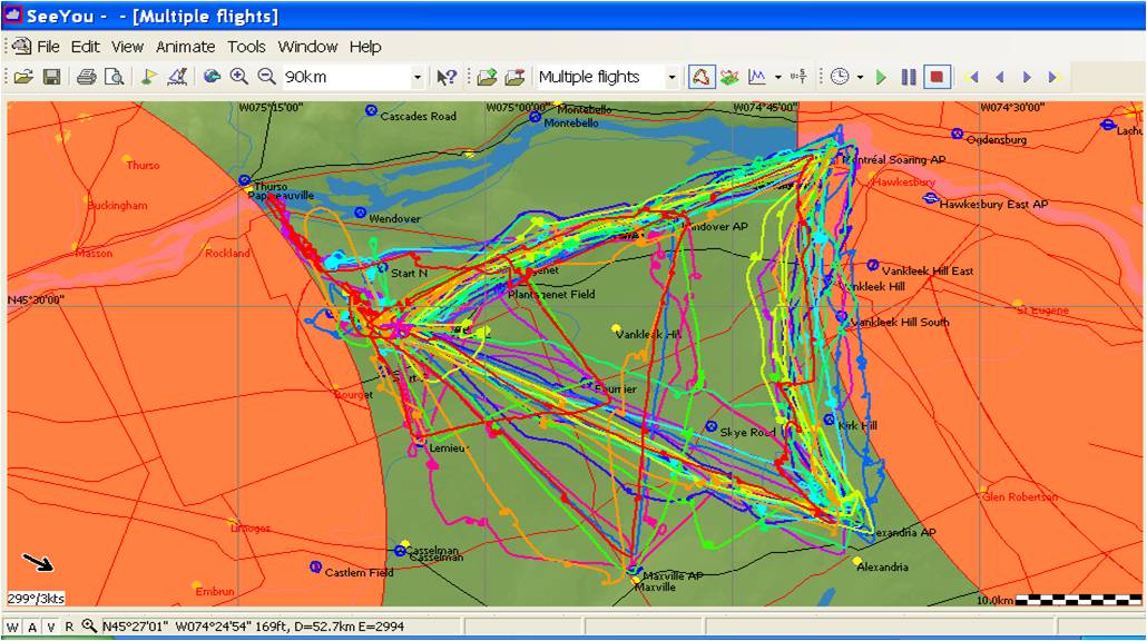 May 18 contest flight tracks - Courtesy of Roger Hildesheim